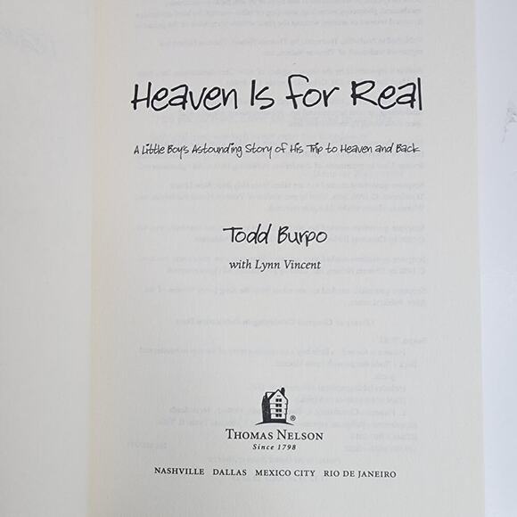 Heaven is for Real Book A Little Boy's of His Trip; by Todd Burpo Paperback 2010 - Picture 6 of 7